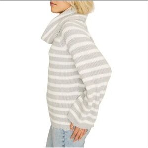 Sanctuary Jagger Cowl Neck Sweater Revolve Grey & White Stripe Sz Small